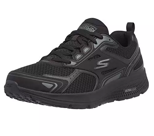 Skechers Go Run Consistent, Zapatillas de trail running Hombre, Black Leather Synthetic Charcoal Trim, 40 EU