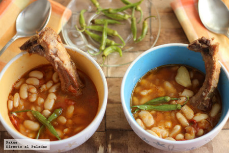 Pochas guisadas con costillas. Receta