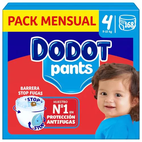 Dodot Pants Pañales Talla 4, 168 Unidades, 9-15 kg. | Ajuste 360° a prueba de fugas