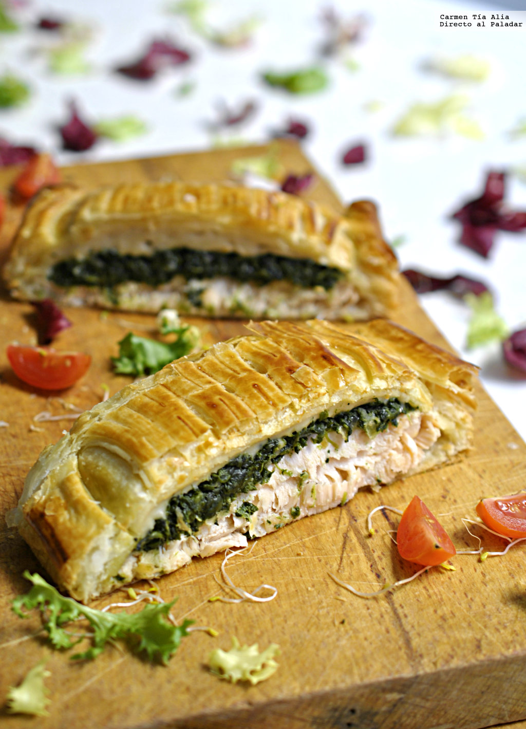 Salmón en croûte. Receta de cocina deliciosa.