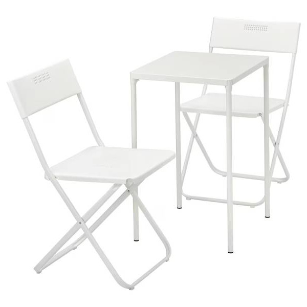 FEJAN Mesa con 2 sillas plegables ext, blanco/blanco