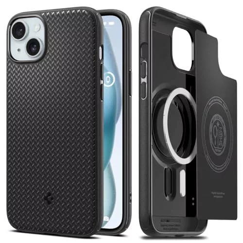 Spigen ケース iPhone 15 用、mag Armor MagFit、MagSafe 対応 - マットブラック