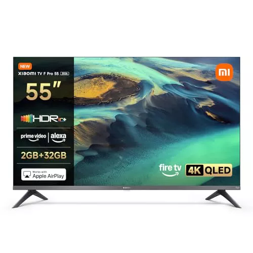 XIAOMI TV F Pro 55, 55 Pulgadas (140 cm), 4K UHD QLED, Smart TV, Fire OS8, Control por Voz Alexa, HDR10+, Modo Game Boost 120Hz, MEMC, 2GB+32GB, Compatible con Apple AirPlay