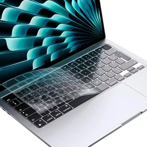 EooCoo Cubierta del Teclado Compatible con 2025 2024 2023 2022 MacBook Air 13.6" / 15" M2 M3 M4 | 2021-2025 MacBook Pro 14/16 M5 M4 M3 M2 M1 Pro MAX con Touch ID, Español Diseño Layout EU - TPU Claro