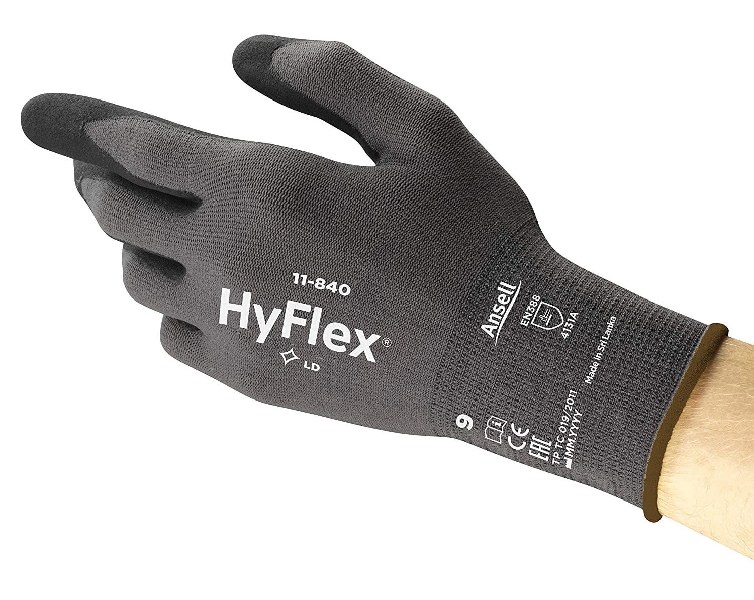 Ansell HyFlex 11-840 - Guantes de trabajo versátiles, resistentes a la abrasión, industriales y mecánicos