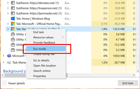 El Administrador de tareas de Windows clasifica mejor los procesos Edge y estrena un modo Eco en la última compilación 'insider'