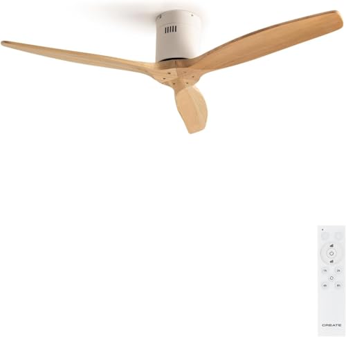 CREATE/WINDCALM/Ventilador de techo ABS blanco aspas efecto madera clara