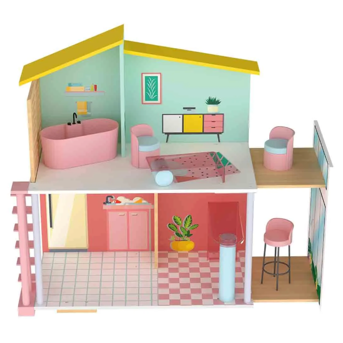 Casa de muñecas de madera
8 piezas
Medidas: Aprox. 59 x 66 x 30 cm (L x A x F), superficie de la terraza: aprox. 17 x 40 x 23 cm (L x A x F)