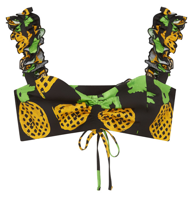 Asos Made In Kenya X Julie Adenuga Crop Top With Frill Shoulders In Pine