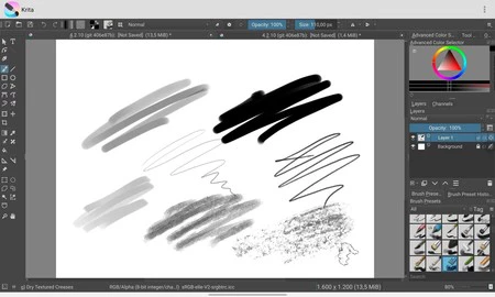 Android 版 Krita のサンプル ブラシ