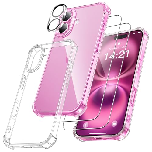 FLLAO 4 en 1 Funda para iPhone 16 con 2 Protector Pantalla y 1 Protector Lente Cámara