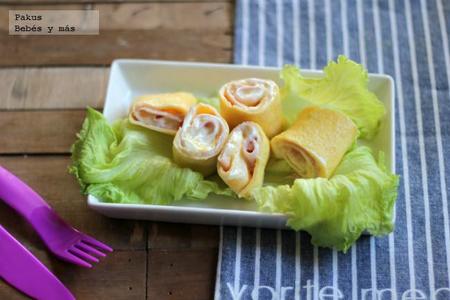 Tortillas enrolladas de jamón y queso. Receta