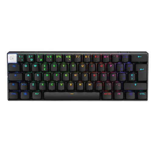Logitech G Pro X 60 Lightspeed, Teclado inalámbrico para Gaming, 60% TKL mecánico Ultra Compacto, RGB LIGHTSYNC, Teclas de PBT de Doble Moldeado, interruptores táctiles, Windows PC, QWERTY ES - Negro