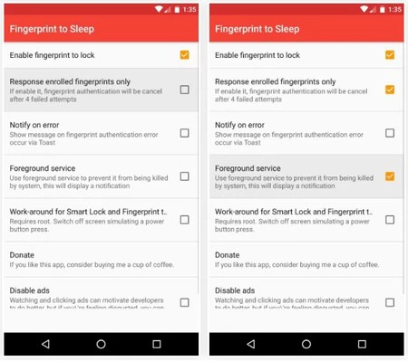 指紋認証スリープ画面
