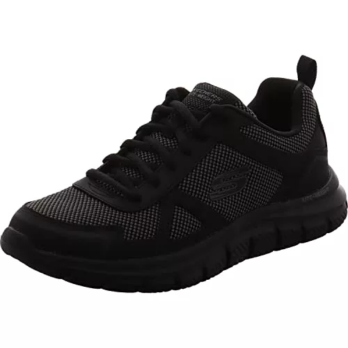 Skechers Track Bucolo, Zapatillas de running Hombre, Negro (Black Leather/Mesh/Trim), 39 EU