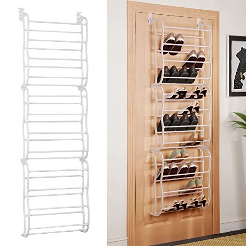 T-LOVENDO.ES Zapatero detrás de la puerta 24 pares. Organizador de zapatos y zapatillas. Zapatero colgante. Plástico y metal Blanco.