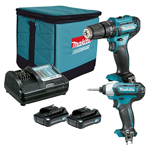 Kit taladro atornillador + rotomartillo inalámbricos Makita