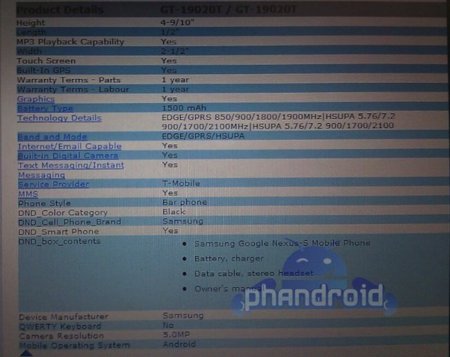 Nexus S, se filtran algunas especificaciones y se rumorea un procesador Samsung Orion de doble núcleo