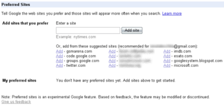 Preferred Sites, nuestros sitios favoritos en los resultados