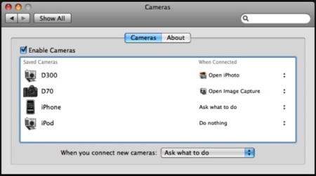 Cameras, configura el funcionamiento de cada cámara que conectas