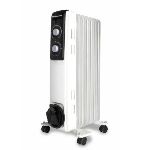 Orbegozo radiador de aceite RF 1500, 7 elementos, termostato regulable, 3 potencias de calor, ruedas pivotantes, recogecables, 1500 W
