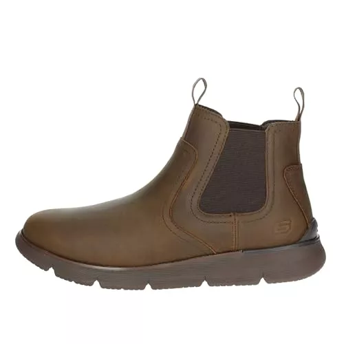 Skechers Botas Augustino para Hombre Botín, Cuero Marrón Chocolate, 40 EU, Cuero Marrón Chocolate, 40 EU