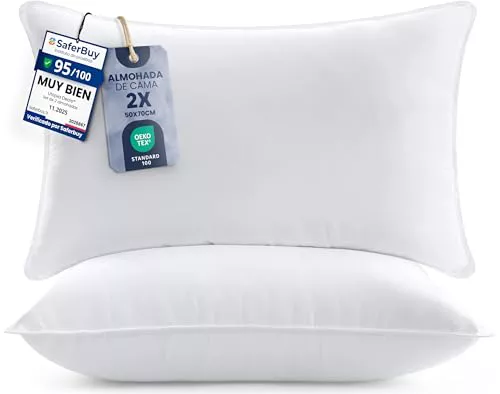 Utopia Bedding Almohadas (2 Unidades), 50 x 70 cm Almohadas de Primera, Fibra Hueca Virgen Siliconada, Almohadas Suave de Fácil Cuidado (Blanco)