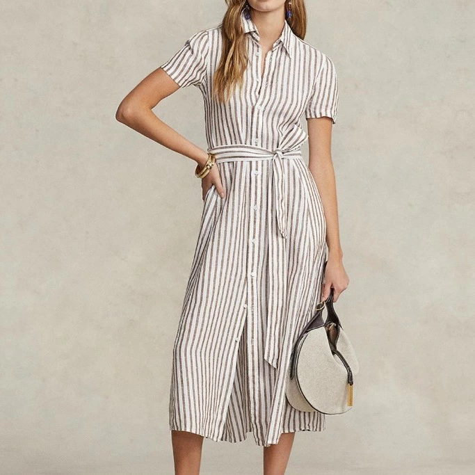 Polo Ralph Lauren Vestido de lino con estampado de rayas