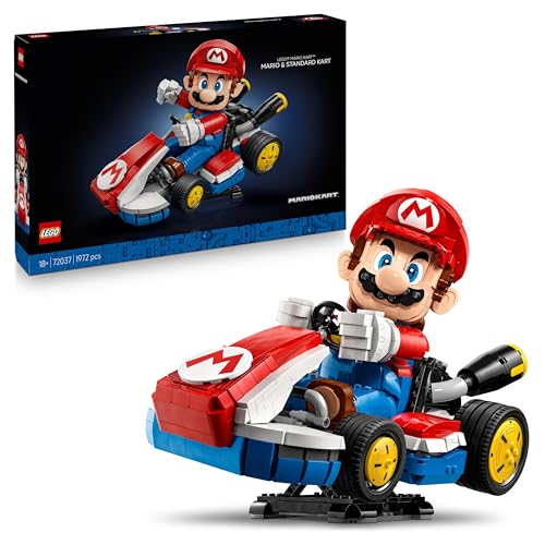 LEGO Mario Kart: Mario y Kart Estándar - Maqueta de Coche para Adultos con Figura Articulada - Set Nintendo para Aficionados al Videojuego - Regalo Gamer 72037