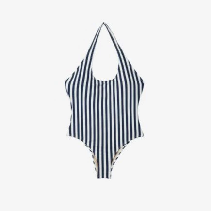 Stradivarius
STRIPED HALTER LOW-CUT BACK - Bañador - azul marino jaspeado