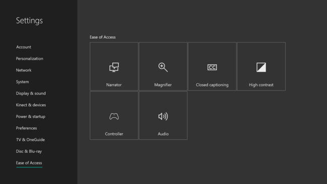 Ease Of Access Settings Xbox One