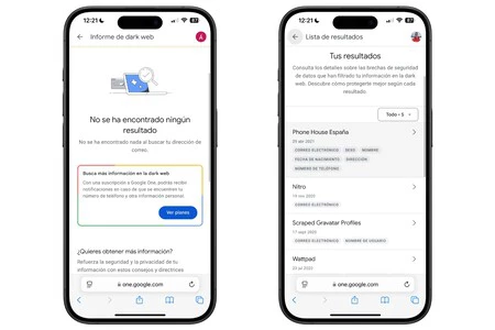 Google ツールでの結果の例。最初のケースでは、漏れは検出されませんでした。 2 番目では、いくつかの問題が発生しました