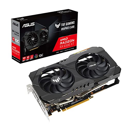 ASUS TUF Gaming AMD Radeon RX 6500 XT OC Edition - Tarjeta Gráfica (AMD RDNA 2, PCIe 4.0, 4GB GDDR6, HDMI 2.1, DP 1.4a, Cubierta de Aluminio, GPU Tweak II)