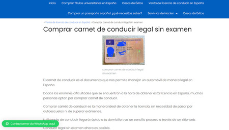 Web fraude para sacarse el carnet de conducir
