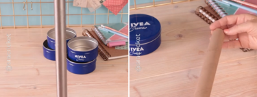 Nunca se me hubiera ocurrido usar unas latas de Nivea y un tubo de papel de cocina para hacer un organizador giratorio