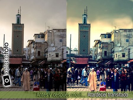 Antes y después móvil... Atardecer transitado