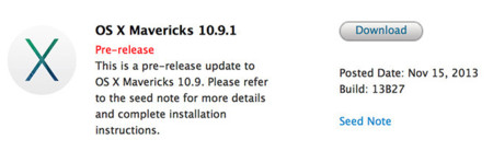 Apple envía a los desarrolladores la beta de OS X Mavericks 10.9.1 con mejoras en Mail, VoiceOver y los drivers gráficos