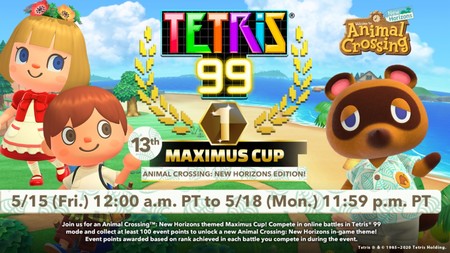 Tetris 99 dedicará su nuevo evento a Animal Crossing: New Horizons para desbloquear un tema nuevo
