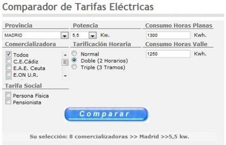 Comparador de tarifas eléctricas en la Tarifa Ultimo Recurso