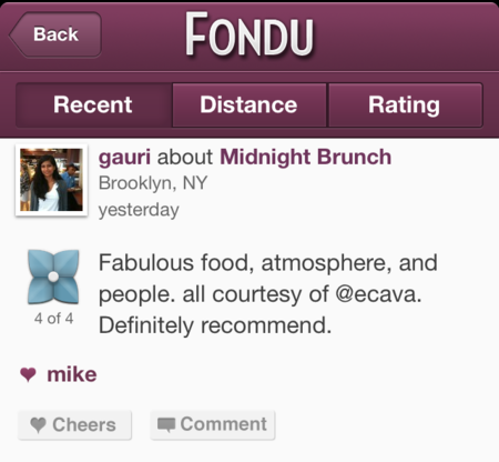 Fondu, el Foursquare para los amantes de la comida