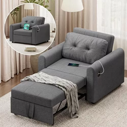 Sofá Cama 3 en 1 Convertible con USB y Puerto Type-C