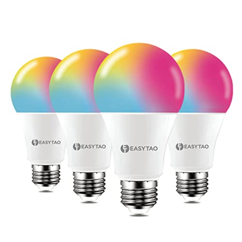 E T EASYTAO | Focos Inteligentes Alexa Colores Regulables, Control Compatible con Alexa (4 Unidades)
