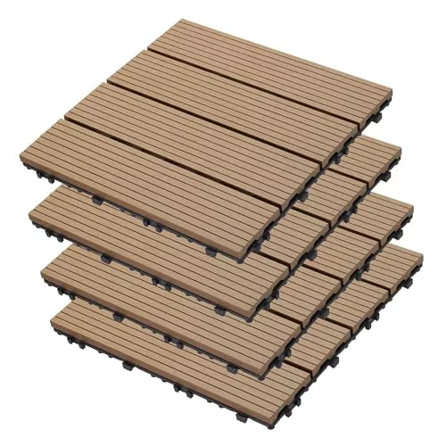 Well Home Set 4 Baldosas de Tarima Exterior 30x30cm