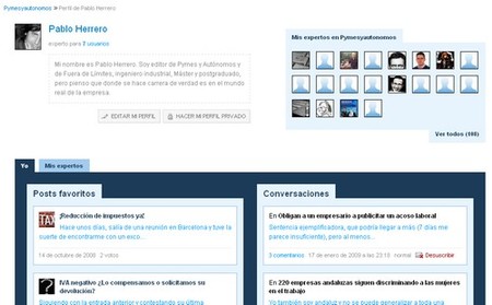Nueva página de usuario en Pymes y Autónomos
