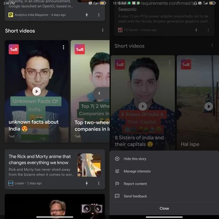Google Discover のビデオカルーセル。 9to5Google 画像