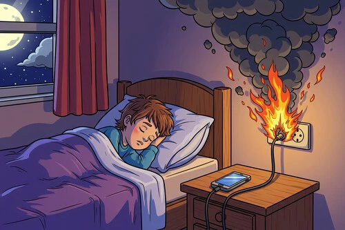cargador incendio noche