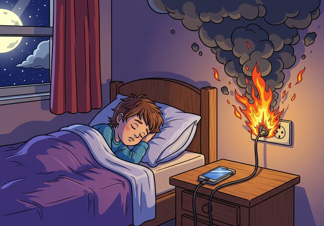 cargador incendio noche