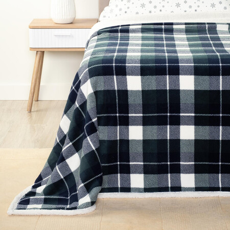 Manta Poliester Para Cama 135 Cm Tex Home Franela Sherpa Verde