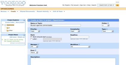 Taskado, sencillo gestor online de proyectos