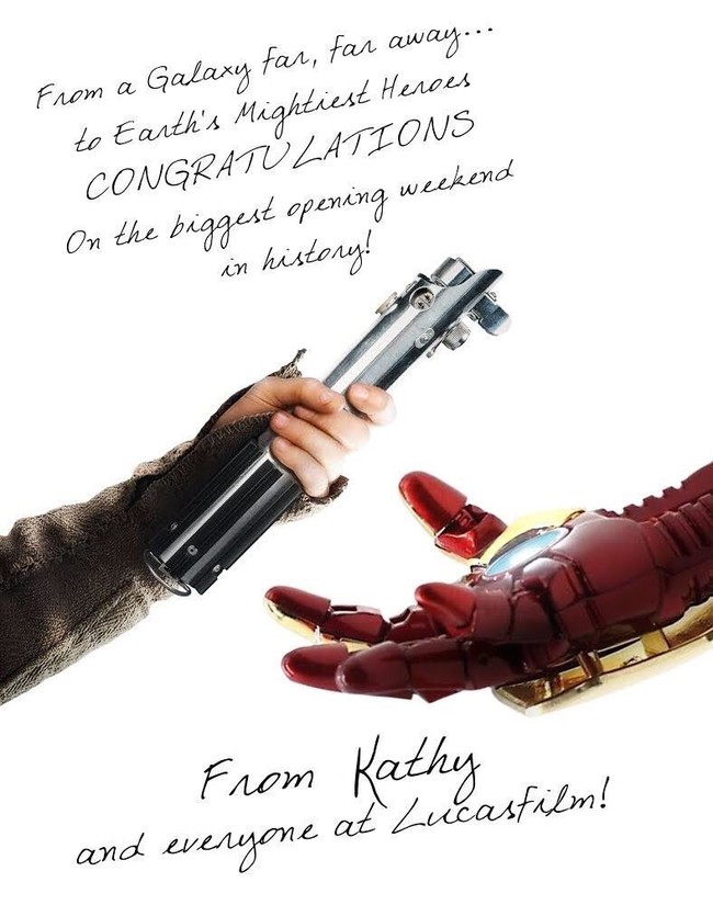 La felicitación de Lucasfilm a Marvel por el récord